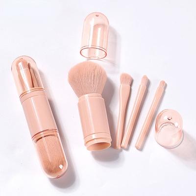 Teleskopisk 4 i 1 reseportabla sminkborstar Set Ögonskuggsborste Lös pulverborste Makeup Tool