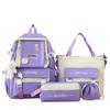 School bag four-piece school bag female versatile primary school student backpack tote bag fashion color matching large-capacity junior high school