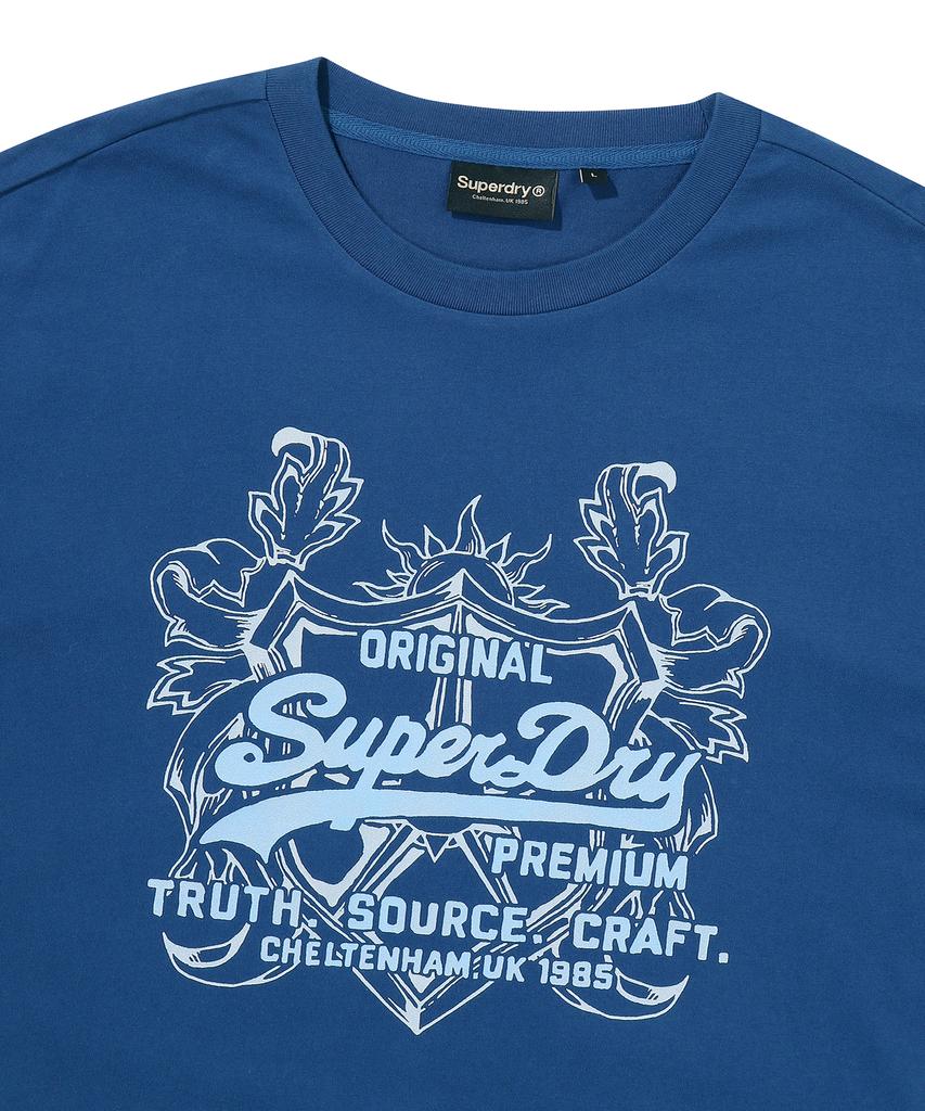 Syupeodeulai Overlap Graphic T-Shirt Dark Blue
