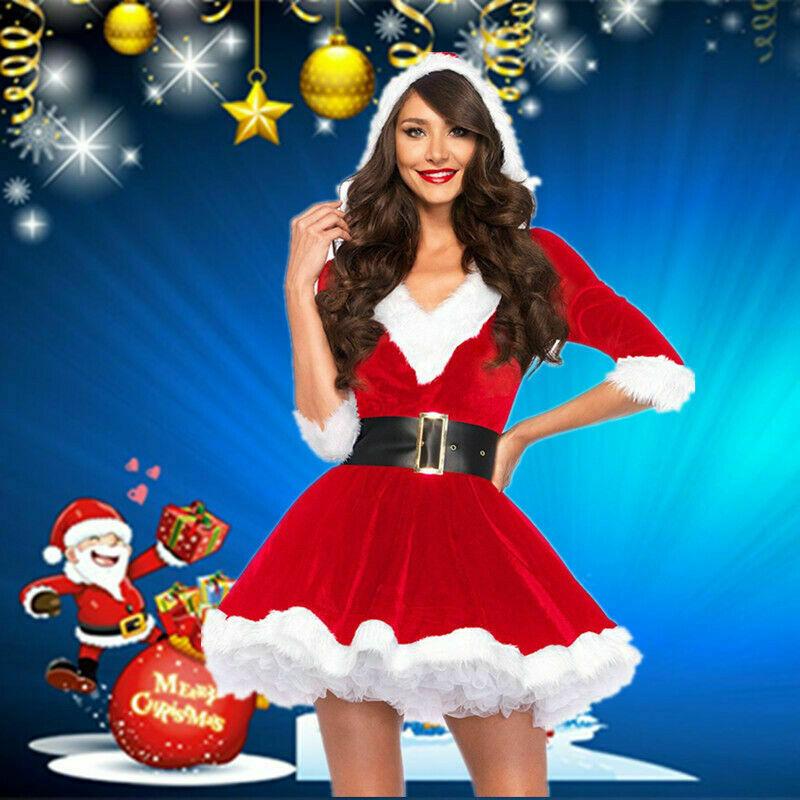 Santa Womens Girls Claus Christmas Costume Cosplay Lady Xmas Outfit Fancy Dress