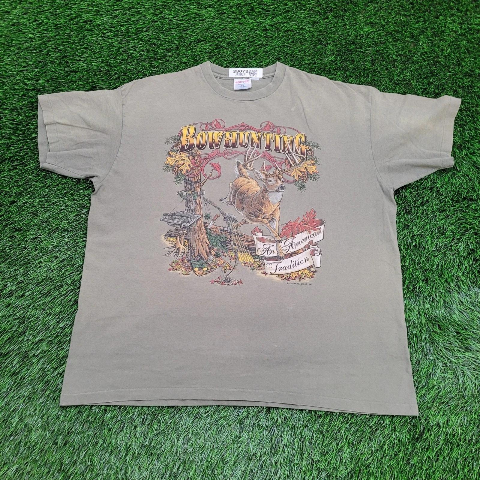 

Vintage 1995 Bow-Hunting Buck-Wear Deer Shirt 2XL 25x27 Crop USA XL