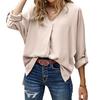 2023 Plus Size Women's Loose V-Neck Long Sleeve Shirt JR921