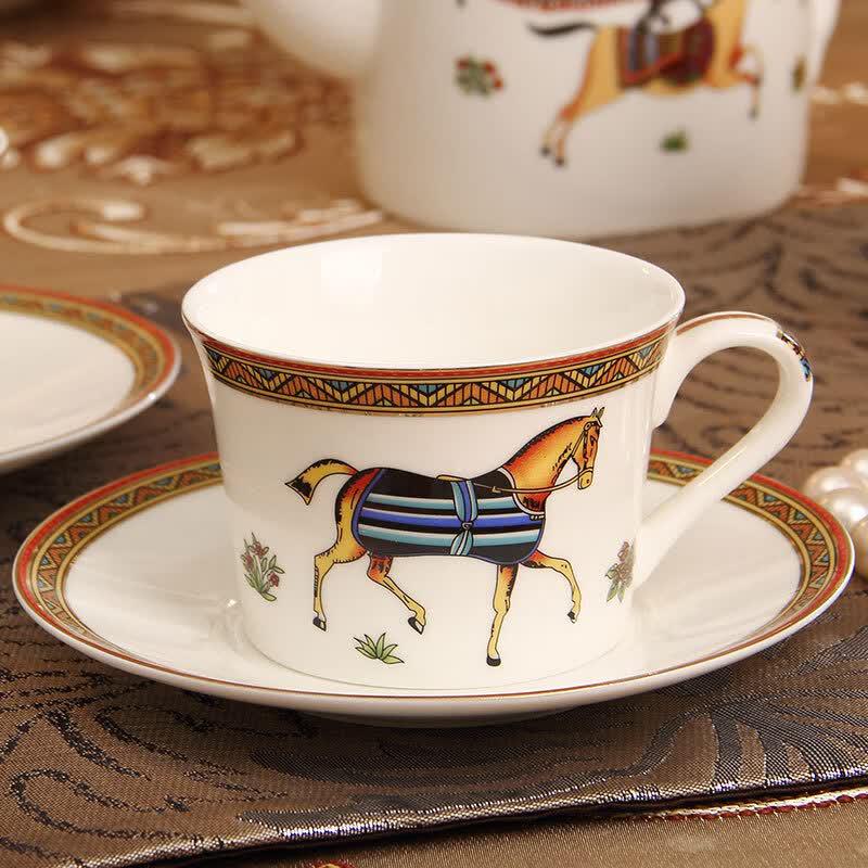 European Ceramic Coffee Cup and Saucer Set
