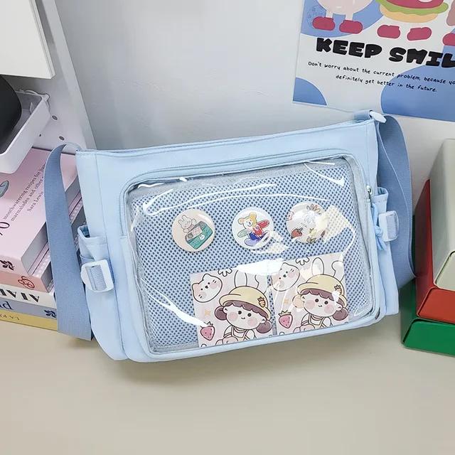Preppy Style Candy Colour Cute Shoulder Bag Anime Expo Transparent Badge Display Messenger Bag Women Doll Itabag Crossbody Bag
