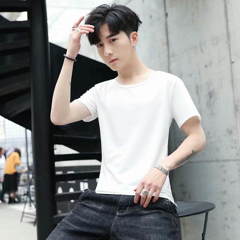 2-pak męskich koszulek z lodowego jedwabiu z dekoltem w serek, z krótkim rękawem, slim fit