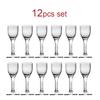 12pcs Set 25ml Goblet Shot Glass Tall Footed Cups Small Champagne Glass Transparent Creative Wine Cups Set Wine Spirits Glasses