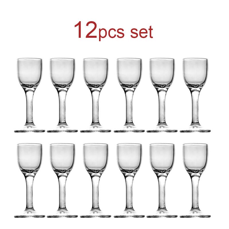 12pcs Set 25ml Goblet Shot Glass Tall Footed Cups Small Champagne Glass Transparent Creative Wine Cups Set Wine Spirits Glasses