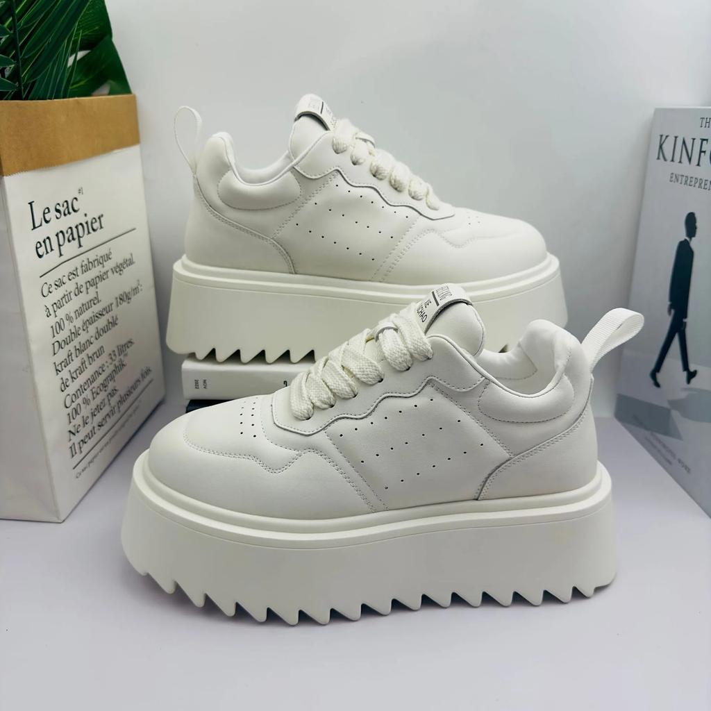 High Top Sneaker Men Designer White Board Shoes Fashion Artificial Leather Breathable Height Increased Flat Platform Sport Shoes