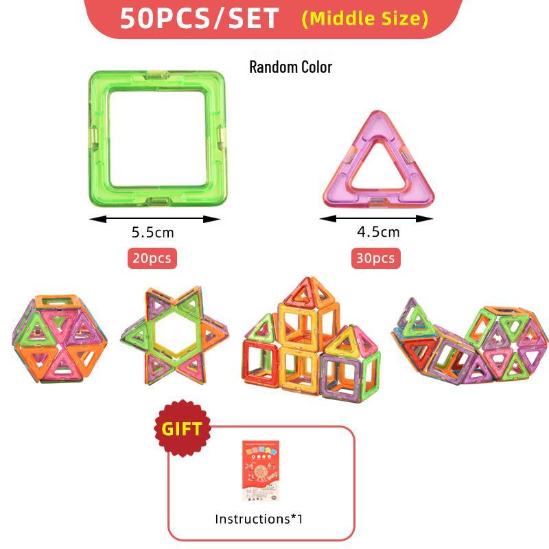 Medium Magnetic Tile Set: Large Particle Building Blocks for Children's Cognitive Education