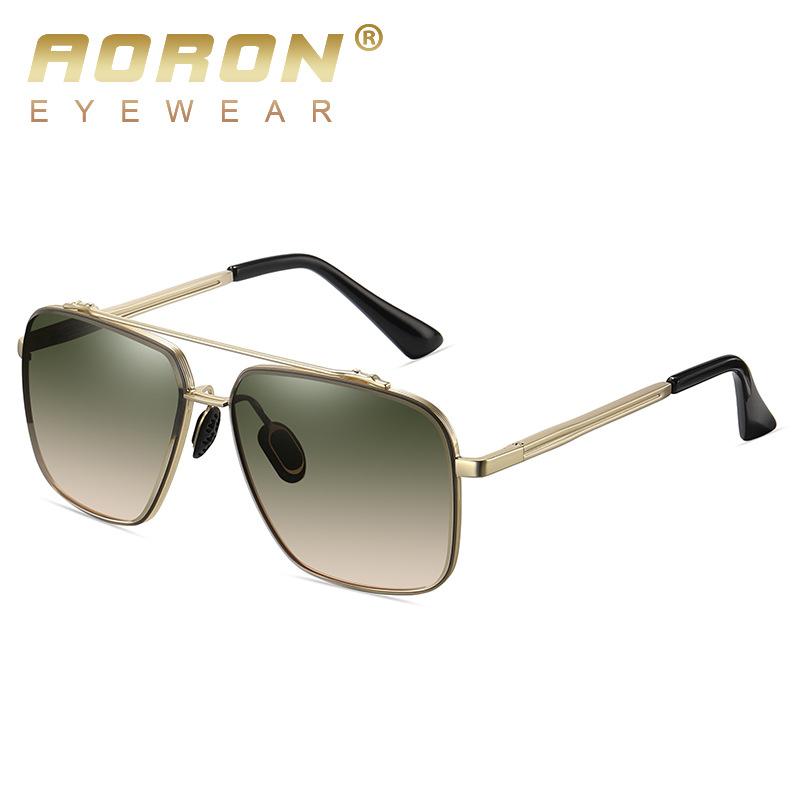 

aoron Солнцезащитные очки с градиентным переходом, мужские, цветные, двухцветные, с большой оправой, модные металлические солнцезащитные очки aoron
