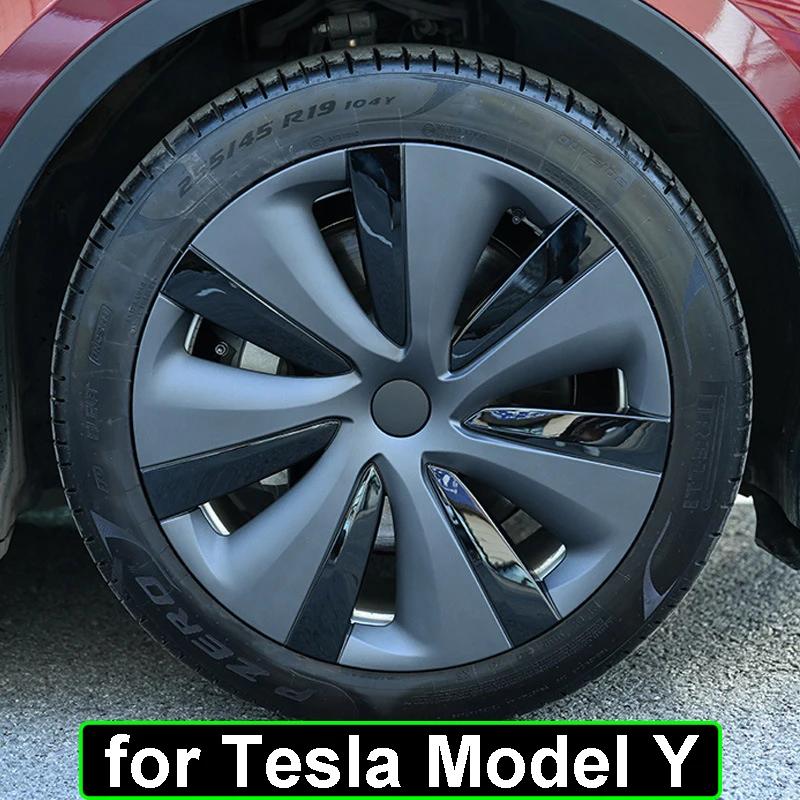 4pcs 19 Inch Wheel Hub Caps for Tesla Model Y Replacemen Wheel HubCap Kit Full Rim Cover ModelY 2023 2022 Body Decor Accessories