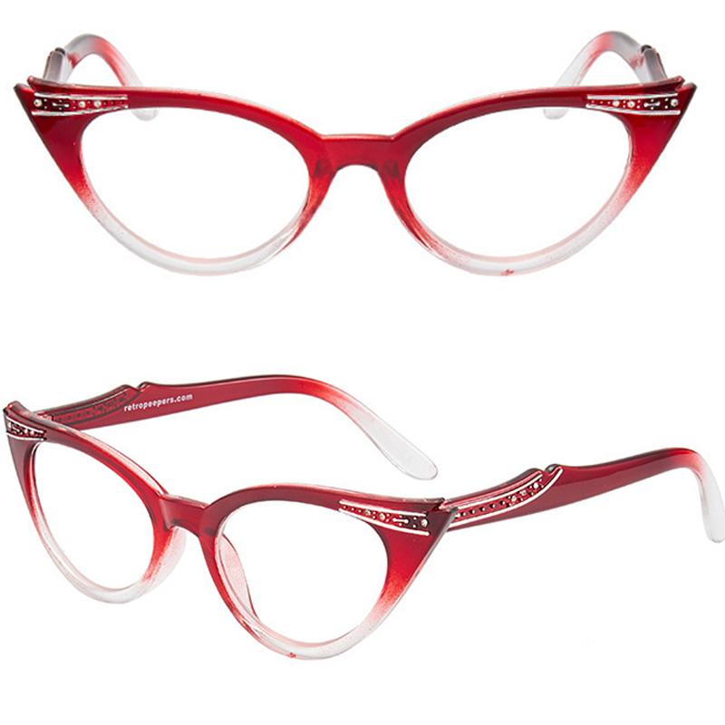 

Окуляри для читання «котяче око» з діамантом для чоловіків, жінок, вінтажні окуляри з леопардовою оправою, окуляри для далекозорості +2.5 червоний