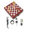 Set Of Wine Opener With Chessboard, 4-Piece Wine Accessories Set, Suitable For Entertainment, Wine Lovers, Hosts And As Gifts