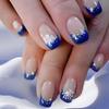 Christmas Short Square False Nails Set Blue White Gradient Snowflake Design Glossy Full Cover for Easy Manicure 24Pcs