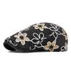 Spring Summer Newsboy Hat Women Sequins Embroidered Flower Beret Denim Retro Progressive Hat