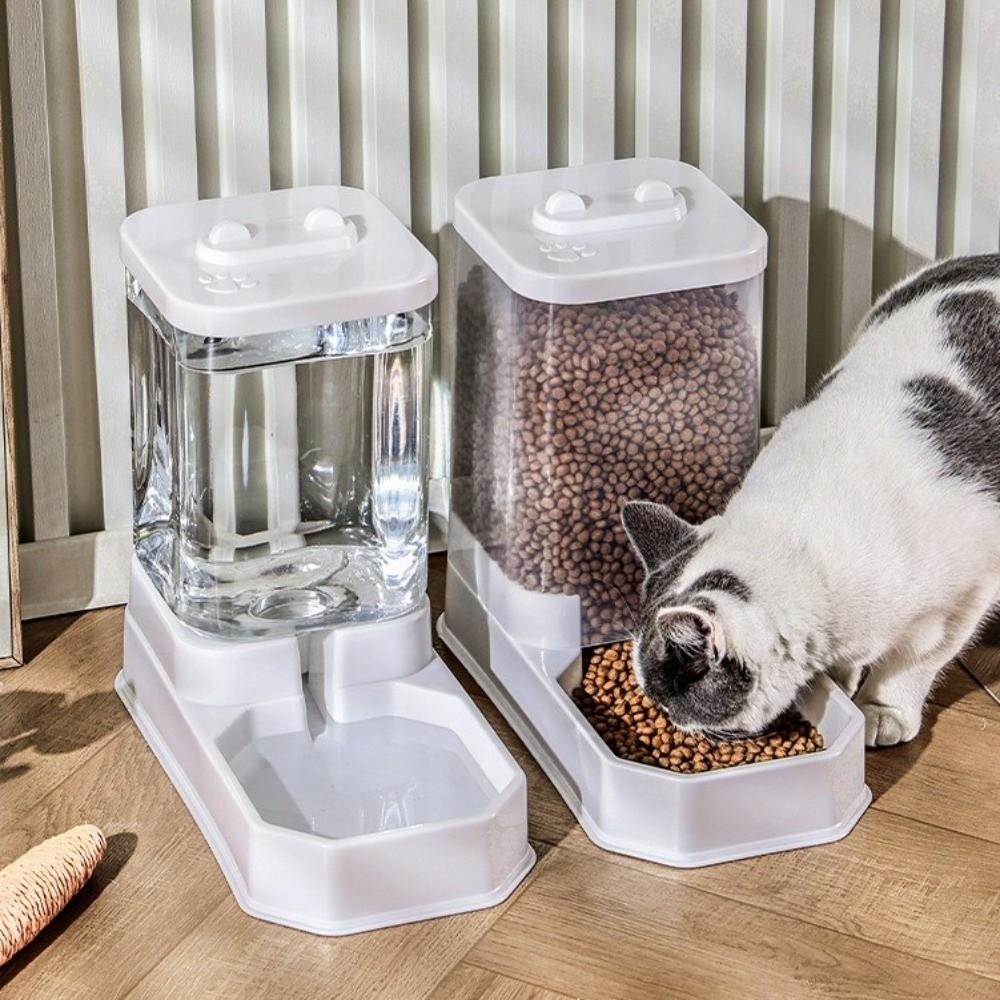 Transparenter Automatischer Katzenfutterspender Große Kapazität Abnehmbarer Hunde-Wassspender Auslaufsichere Katzen-Wasser-Futterschale Für Mehrere Haustiere im Haushalt