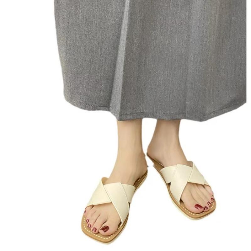 New Slippers Women's Summer Wear Fashion Non-slip One-word Drag Cool Slippers Explosion