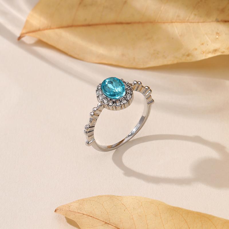 

Инкрустированное бриллиантами, супер яркое роскошное синее кольцо, нишевое кольцо высокого класса для женщин No. 11 синий