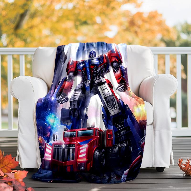 1pc Transformers2 Theme Blanket - Digital Print, Polyester, Cozy for All Seasons, Perfect for Outdoor, Camping, and Travel