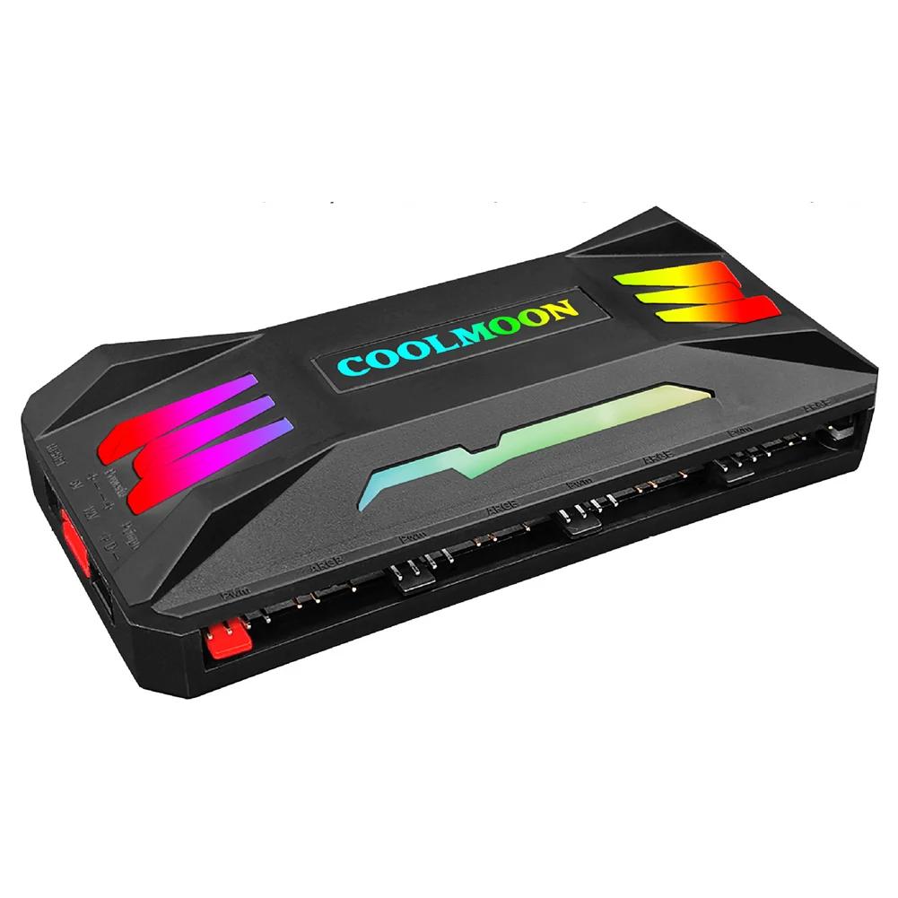 

COOLMOON ARGB Controller 12V 5A 3/4Pin ARGB Cooling Fan Smart Remote Control PC Computer Case Cooling Chassis Silent Fan Hub чорний