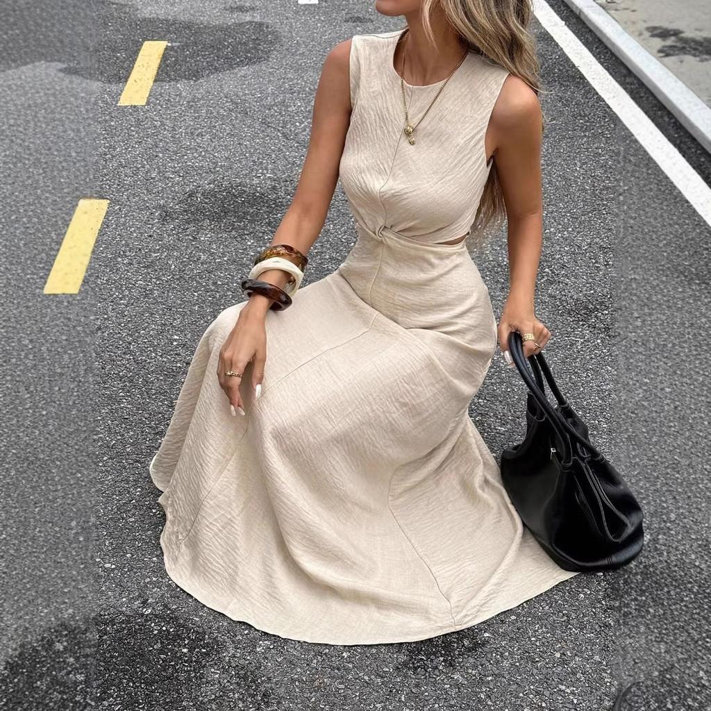 Summer Elegant Sleeveless Wrap Dress With High Waist For Casual And Business Wear