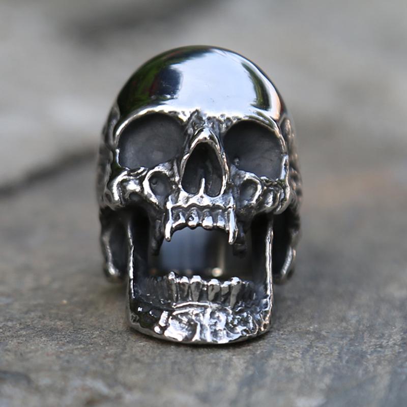 Polierter Vampir Totenkopf Ring Herren Damen Edelstahl Biker Ringe Mann Gothic Punk Schmuck Bestes Geschenk Für Freund Größe 7-15