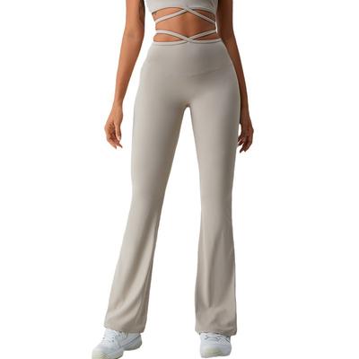 Sweatpants Waist Straps Cross Yoga Pants Women's High Waist Slightly Wide Leg Pants Running Sports Fitness Yoga Clothes