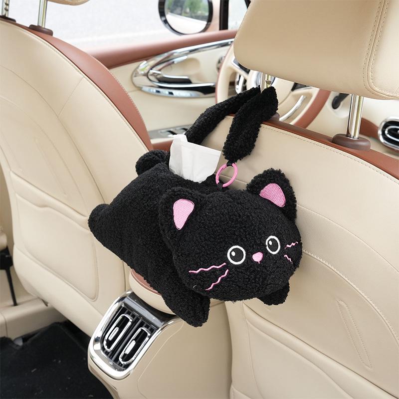 Plush Monkey Car Tissue Holder: Cute Cartoon Doll Pull-Out Tissue Box for Interior.