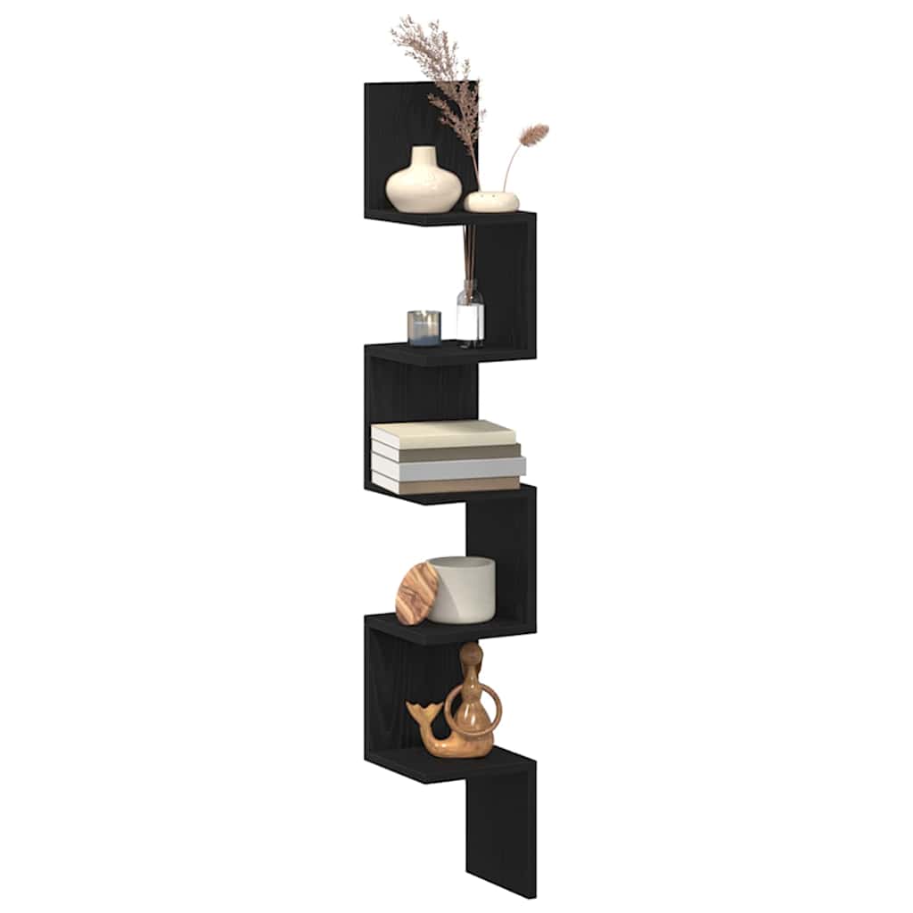 Corner Shelf in Black Oak Look 20 x 20 x 127.5 cm Engineered Wood