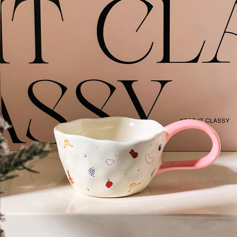 Cute Hand Pinched Irregular Ceramic Mugs Coffee Cups Milk Tea Cup Ins Korean Style Oatmeal Breakfast Mug Drinkware Kitchen Cup
