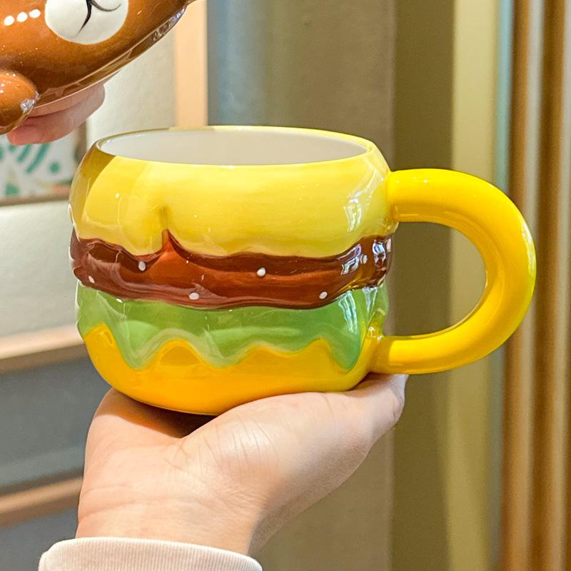 

Милая кружка-бургер с крышкой для подарка на день рождения девочке, сувенир для сердца девушки, практичная чашка 401-500ml