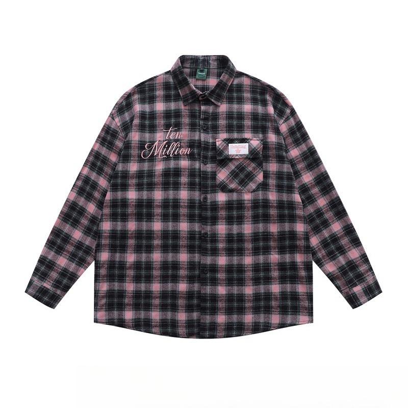 VibeStreet American Retro Plaid Trendy Long-sleeved Shirt Korean Style Fashionable Men Women Vintage Couple Casual Versatile Jacket Chic