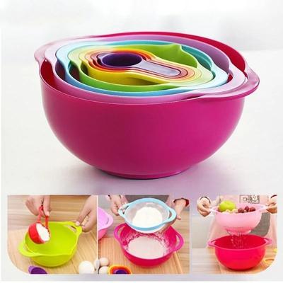 10 Stück/Set Rührschüsseln Set Stapelbare Schüsseln Messbecher Sieb Seiher Abgießer für Salat Kochen Backwerkzeug.