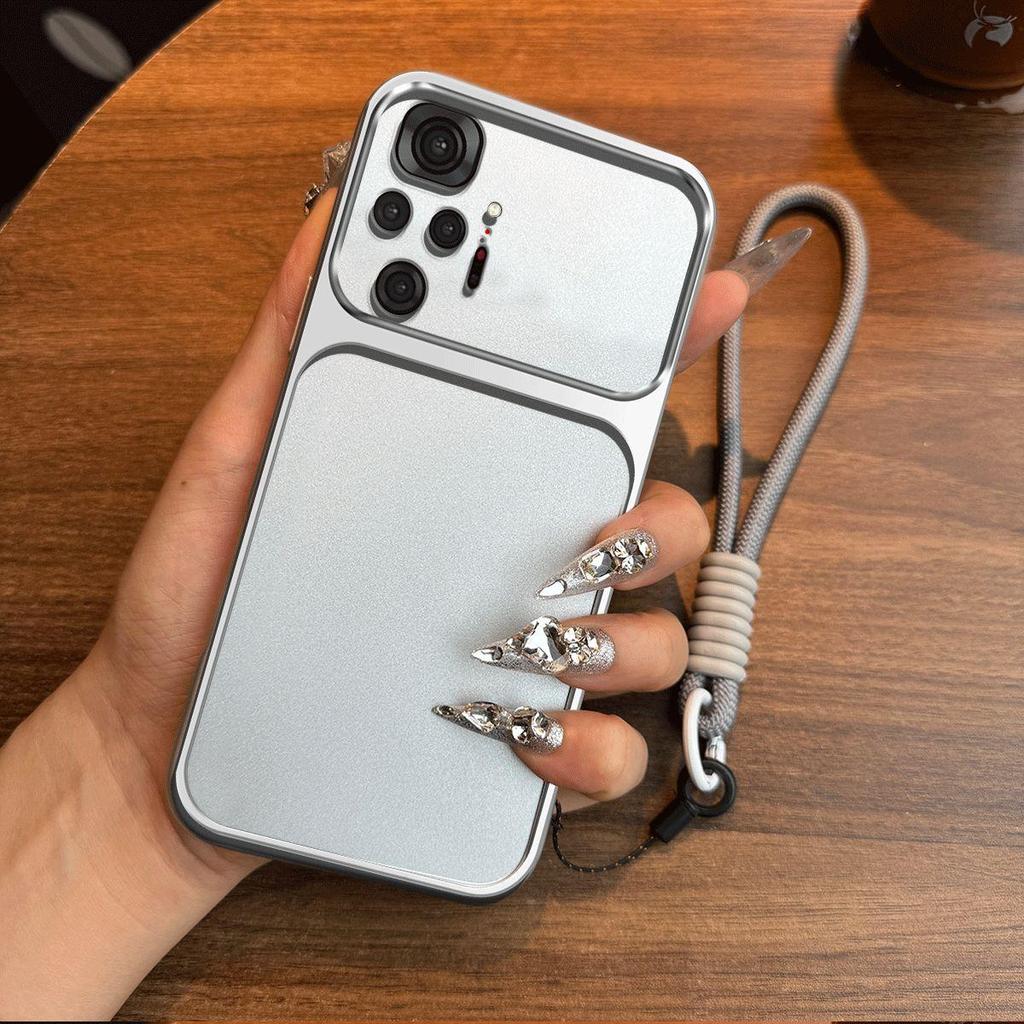 Luxury Big Window Phone Case with Lanyard for Xiaomi Redmi Note 10 Pro 4G Premium Textured Casing