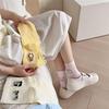 Trendy A&B Style Mid-tube Socks for Women Cute Cartoon Soft Breathable Cotton Socks Candy Color College Style Student Socks