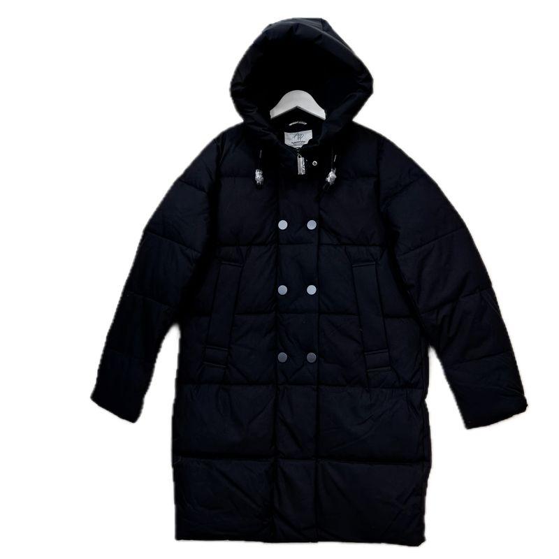 to Russia Hooded down Cotton Mid Length Long Length Cold Protective Clothing Female Pure Color Thickened Cotton Padded Coat Minimalist Fashion Winter