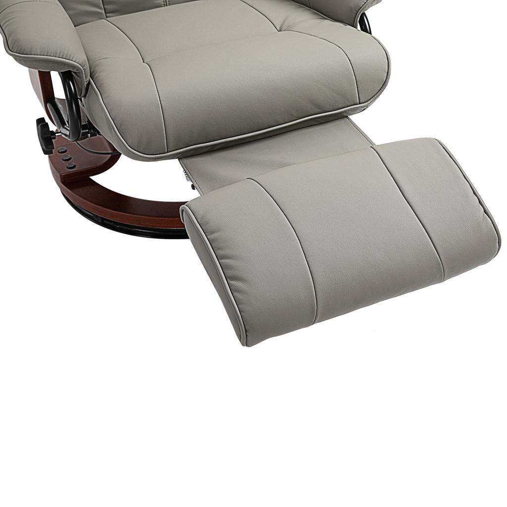 Reclining Swivel Chair, with Footrest - Grey