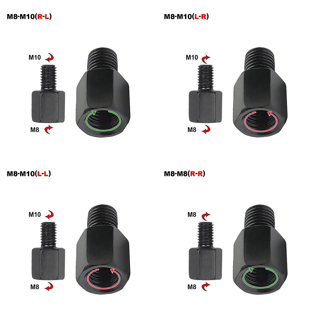 Motorcycle Mirror Adapter M10 M8 10MM 8MM Rearview Mirrors Adapters Conversion Bolt Screws Clockwise Anti-clock Right Left Thread