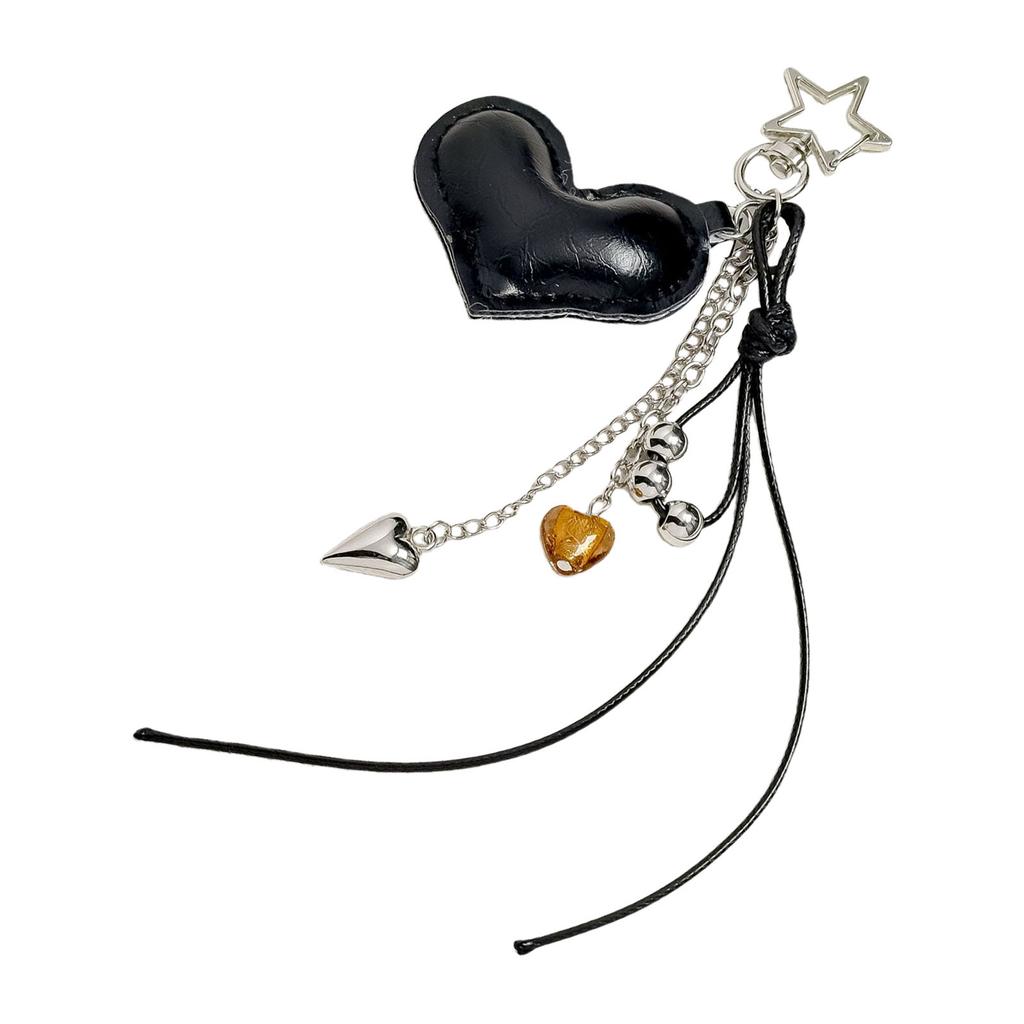 Stylish Leather Heart Bag Charm With Intricate Braided Design And Alloy Accent Unique Key Holder Accessory