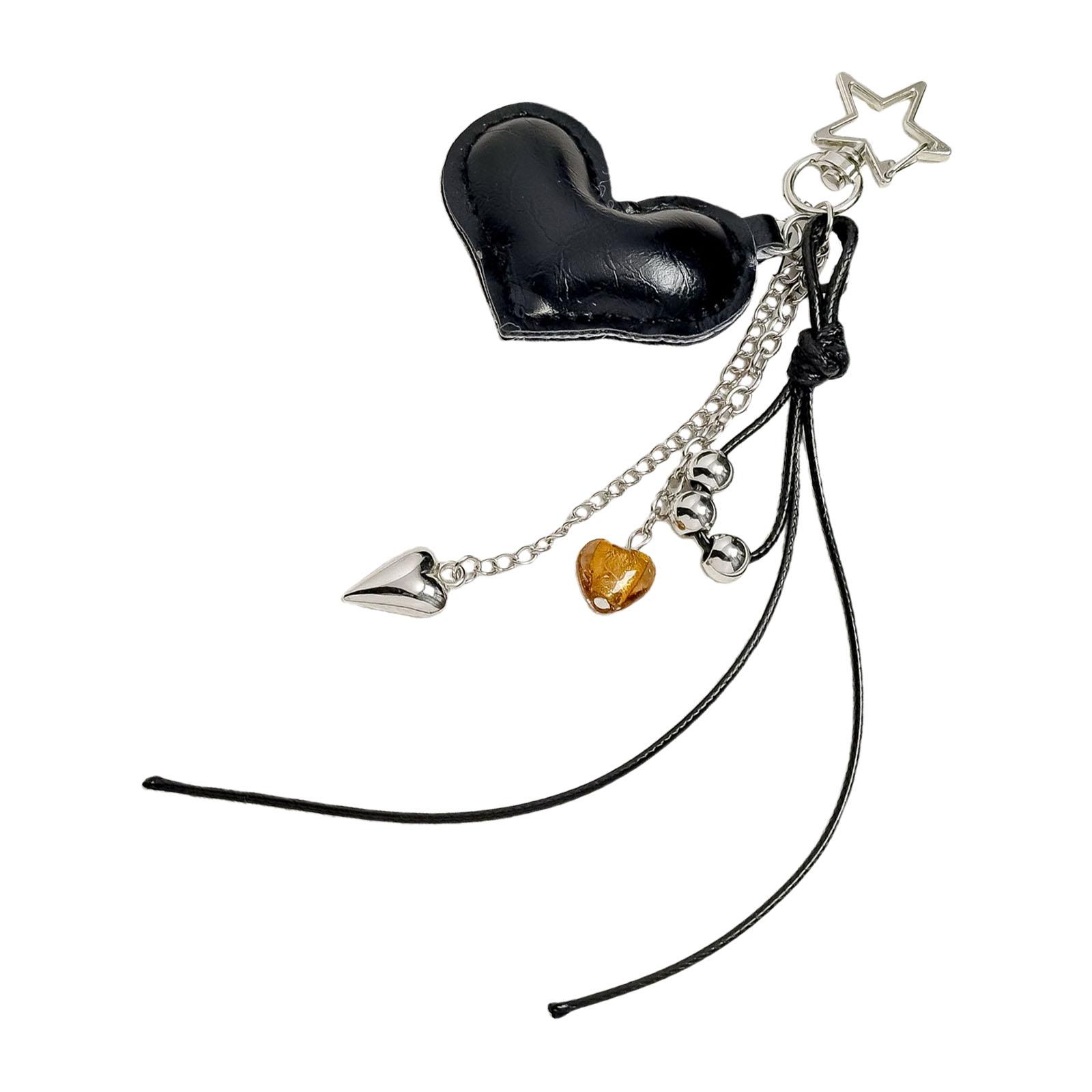 

Stylish Leather Heart Bag Charm With Intricate Braided Design And Alloy Accent Unique Key Holder Accessory 1