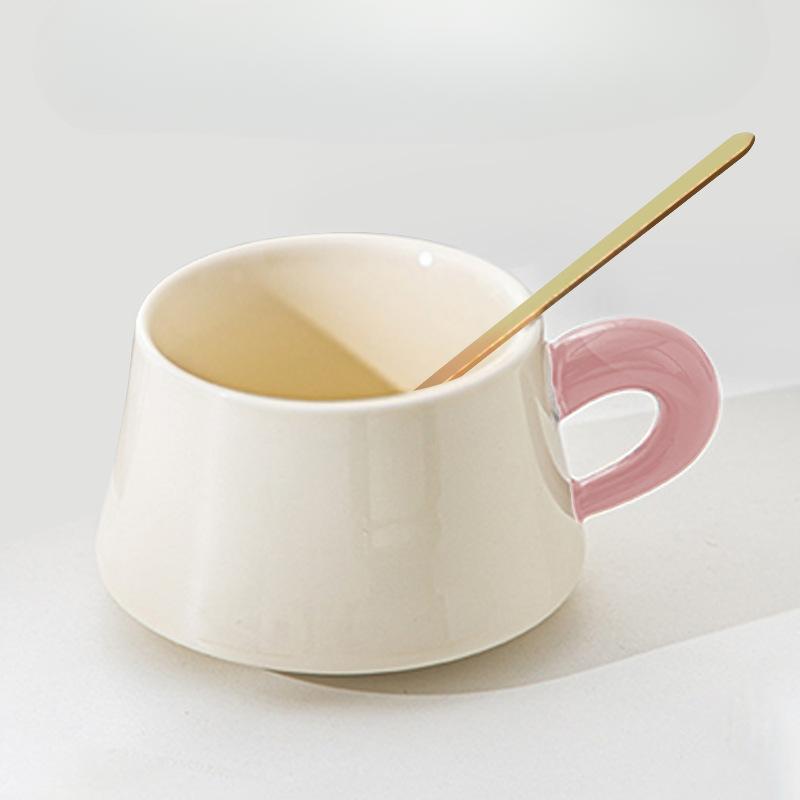 High-value Ceramic Coffee Cup Saucer Set Light Luxury Retro Coffee Cup with Spoon Design Niche Creative Latte Cup