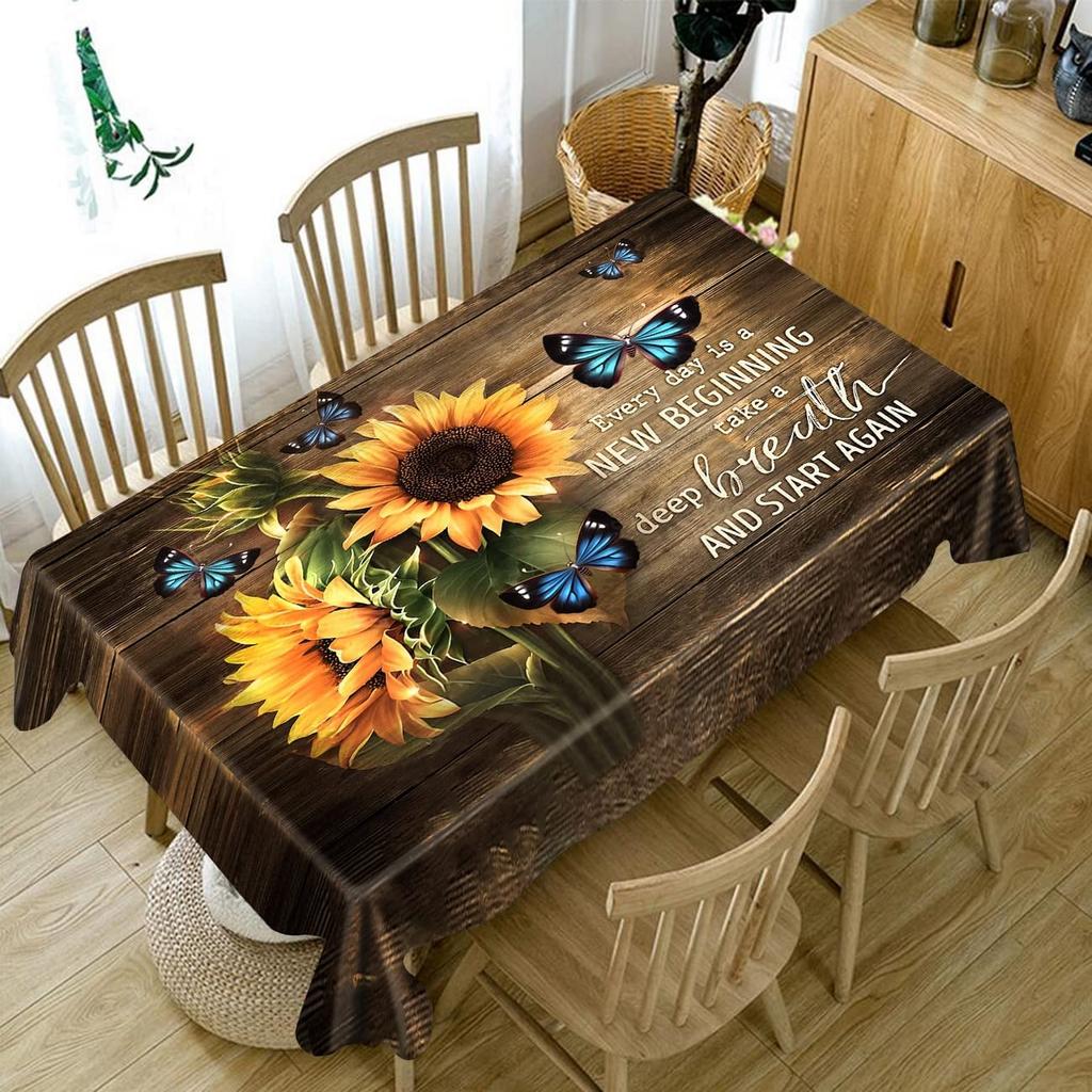 Tovaglia rettangolare con venature del legno di girasole per la cucina domestica, decorazione della festa nuziale, tovaglia, ristorante, tappetino da picnic all'aperto