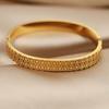 FYSARA Retro Style Double Flower Shape Stainless Steel Bracelet Engagement Zircon for Women Hollow Out Titanium Steel Bangle