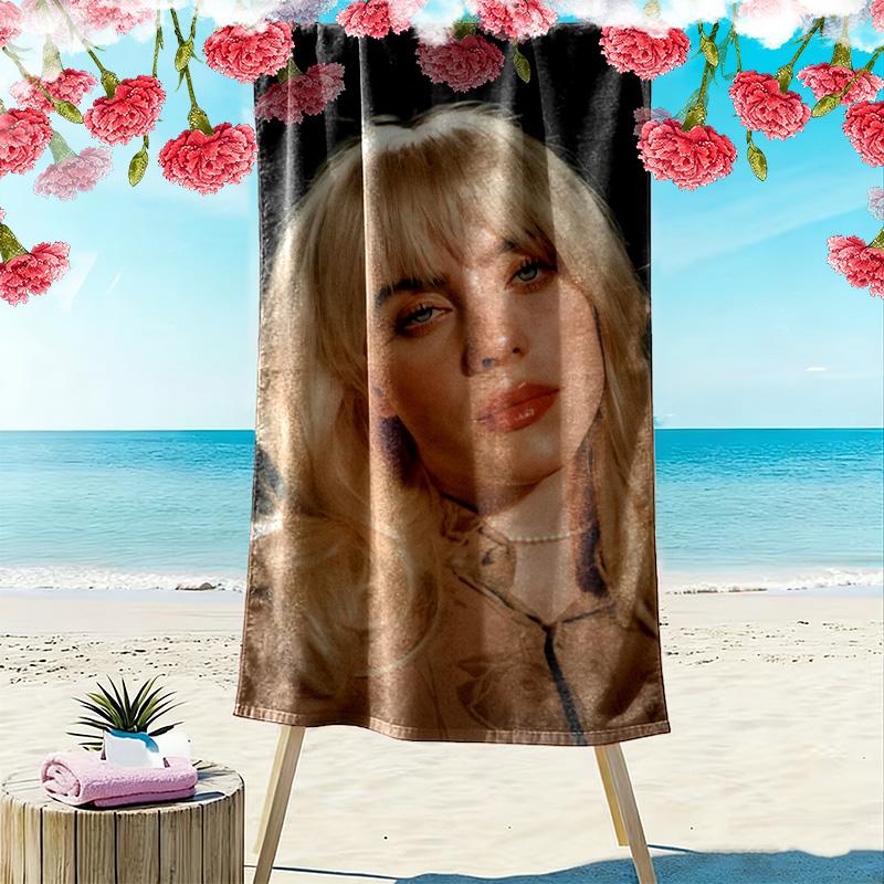 Asciugamano da Spiaggia con Stampa Billie Eilish, Asciugamano Grande Morbido ad Asciugatura Rapida per Spiaggia Campeggio Nuoto