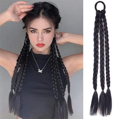 1PCS Synthetic Elastic With Rubber Bands Braided Wig Ponytail Hair Extensions Heat Resistant For Women Cosplay Party Use