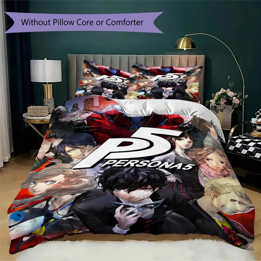 Persona Pattern Bedding uilt Set uilt Cover Pillowcase Home Decoration Birthday Gift (1 * duvet cover + 2 * pillowcase without core)106