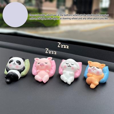Mielos gyvūnų automobilio puošmenos Anime panda, kiaulytė, triušis Puošmenos prietaisų skydeliui, centrinei konsolėi Lėlės interjero aksesuarai