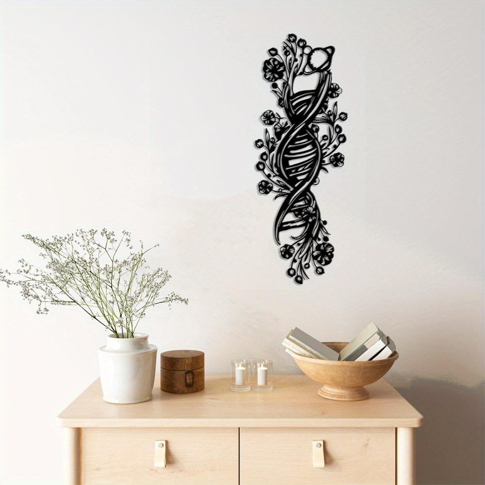 Floral Metal Wall Art for Yoga Room Decor, Scientist Home Decoration, Unique Valentine's Birthday Gift Abstract Farmhouse Hanging Ornament
