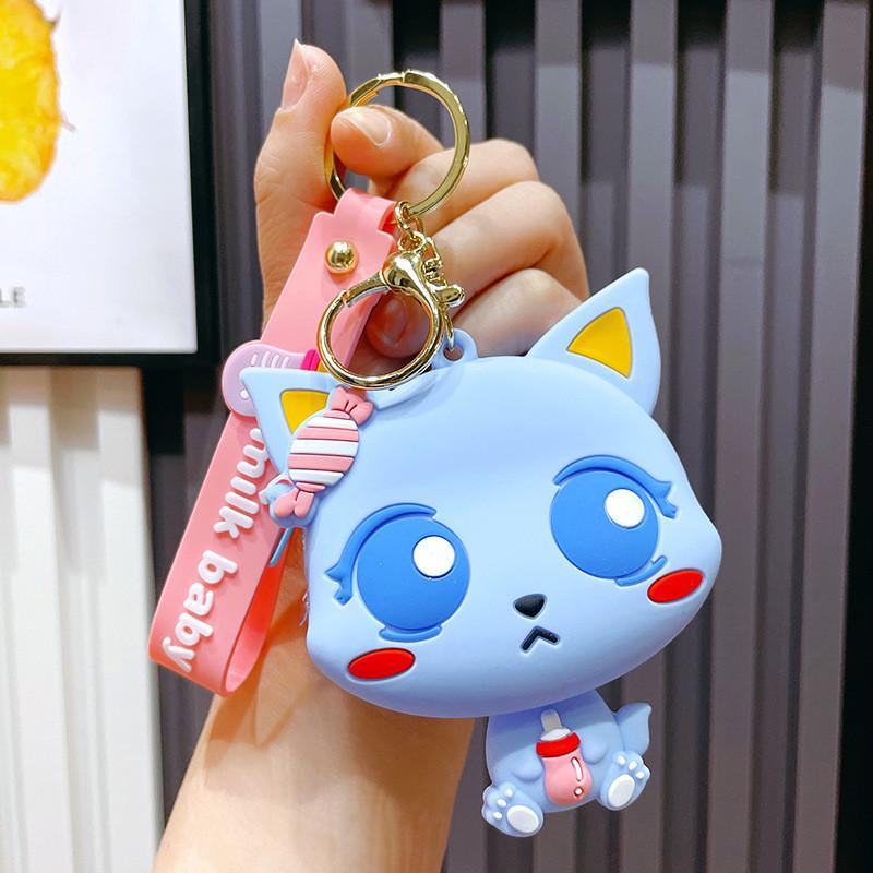 

Мультяшный силиконовый очаровательный мини-кошелек для монет с кошкой, держатель для ключей для фестивалей, мероприятий и SadCat Blue