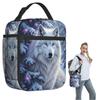 Weißer Wolf Ölmalerei Druck Isolierte Lunchtasche für Damen Kinder Auslaufsichere Lebensmittelboxen Thermische Lunchbox Tragetasche